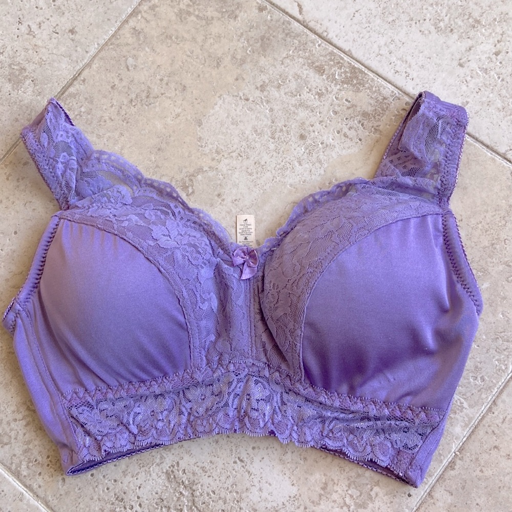 Rhonda Shear Women's Pin-Up Lace Leisure Purple Bra with Removable Pads